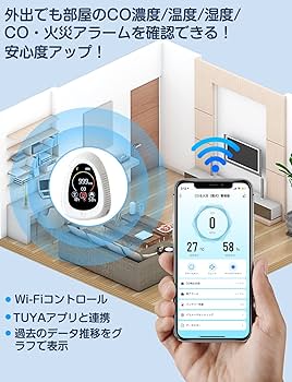 ​CO検出器 4in1 温湿度計 スマホ遠隔 Type-C充電 キャンプ Amazon.co.jp: 4IN1 一酸化炭素チェッカー 検出器 iOS/Android